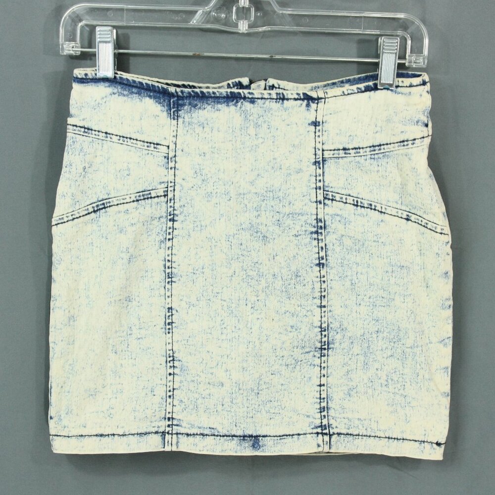 Vintage Nollie Acid Wash Denim Above the Knee Mini Skirt S 1980s Style New Wave